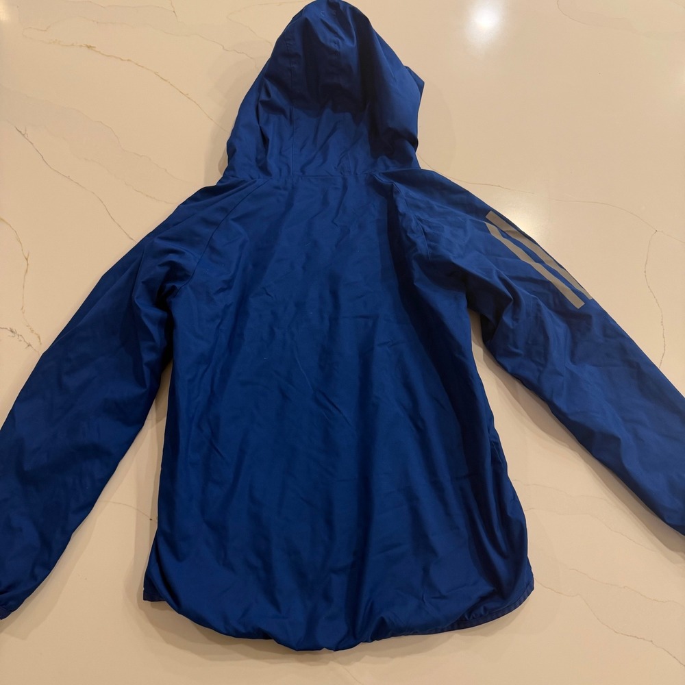 Adidas Kids Blue Hooded Track Jacket Size S‎ 8 Lightweight Activewear - Picture 3 of 3